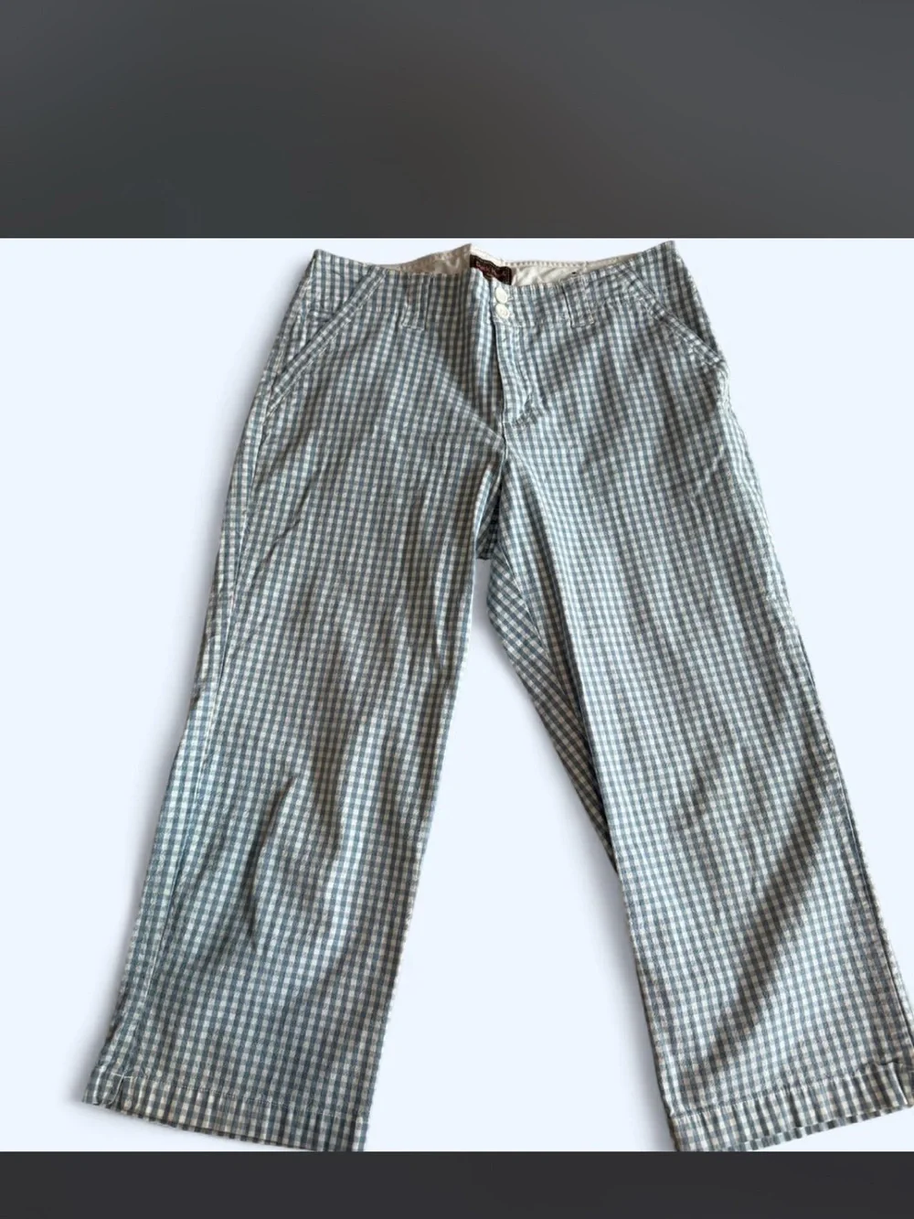 Duck Head Blue and Cream Gingham Button-Front Pants - Picture 2 of 5